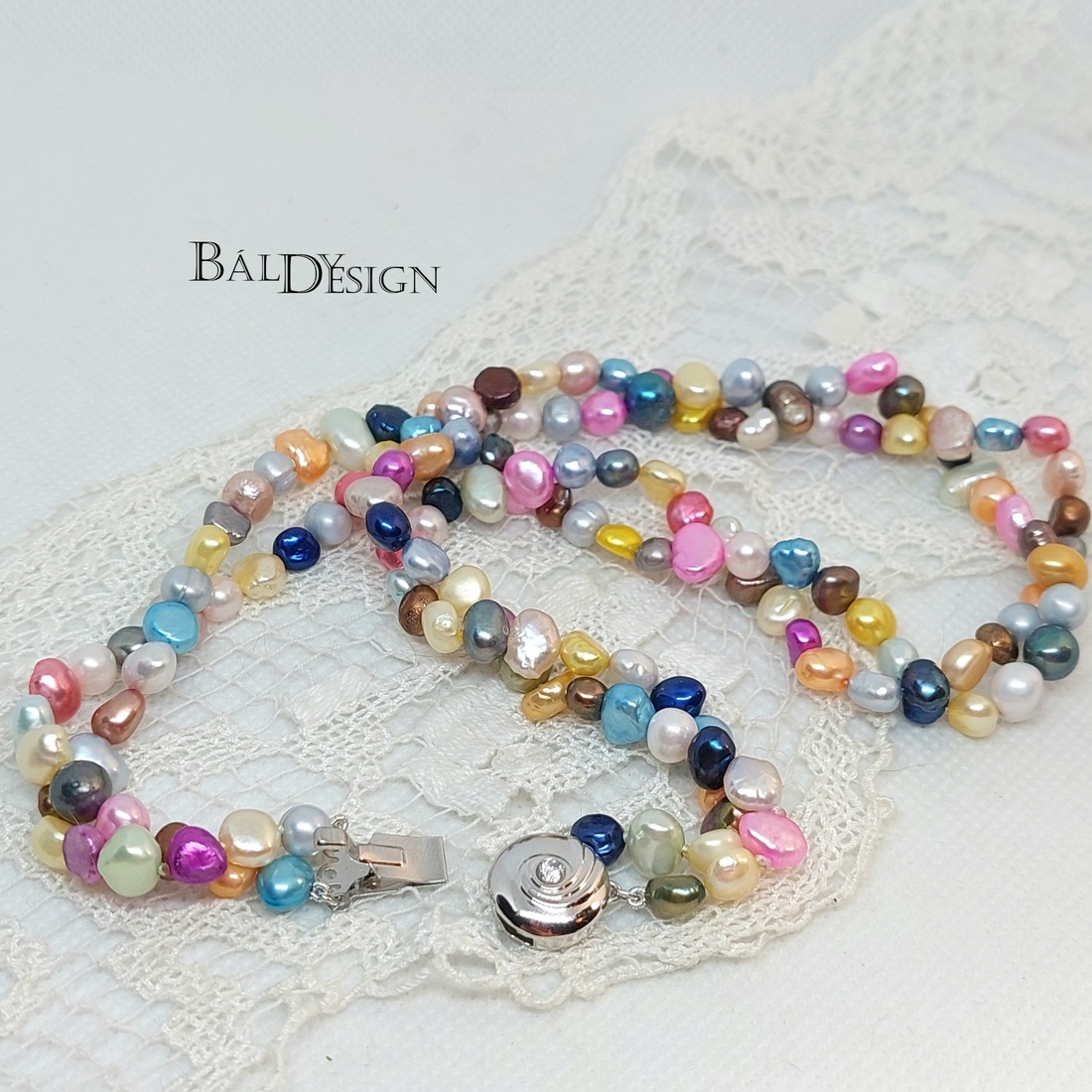 Színes 2soros gyöngysor - ékszer - nyaklánc - gyöngyös nyaklánc - Meska.hu