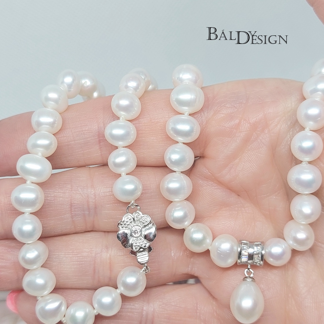 Édesvízi gyöngysor medállal - ékszer - nyaklánc - medálos nyaklánc - Meska.hu