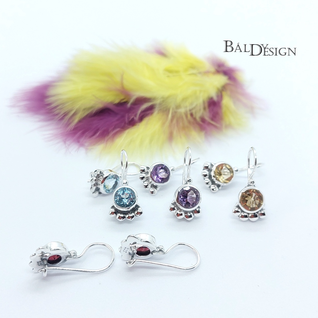 Ezüst ásvány fülbevalók - ékszer - fülbevaló - lógó fülbevaló - Meska.hu