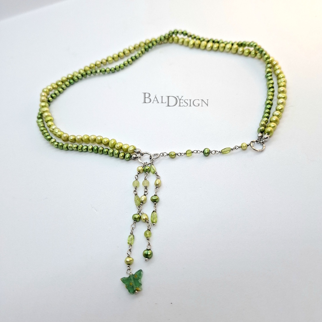 Zöld gyöngysor - ékszer - nyaklánc - gyöngyös nyaklánc - Meska.hu