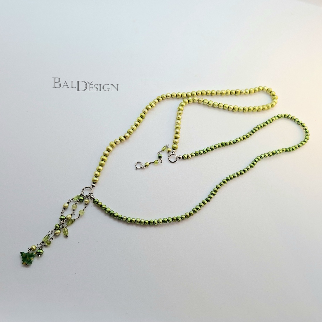 Zöld gyöngysor - ékszer - nyaklánc - gyöngyös nyaklánc - Meska.hu