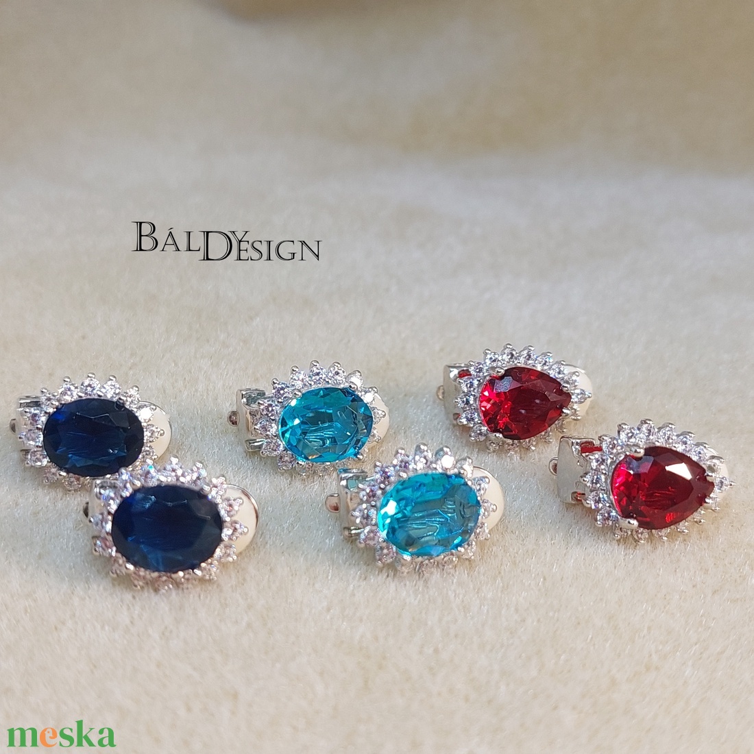 Ezüst köves klipsz - ékszer - fülbevaló - klipsz - Meska.hu