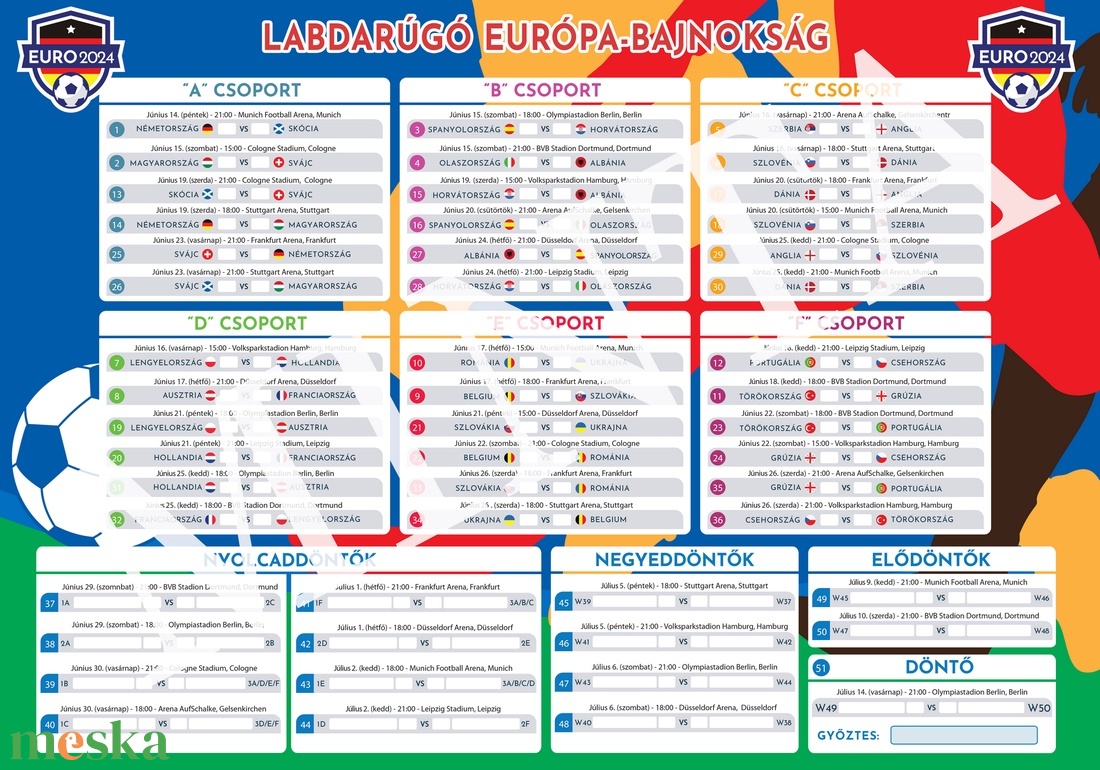 2024 Foci EB Meccs Naptár, Menetrend - magyar nyelvű (EURO2) - művészet - grafika & illusztráció - digitális - Meska.hu 2024 Foci EB Meccs Naptár, Menetrend - magyar nyelvű (EURO2) - művészet - grafika & illusztráció - digitális - Meska.hu