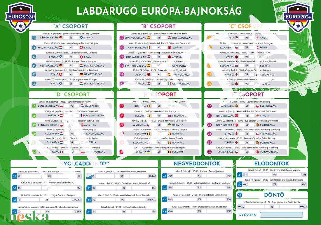 2024 Foci EB Meccs Naptár, Menetrend - magyar nyelvű (GREEN1) - művészet - grafika & illusztráció - digitális - Meska.hu 2024 Foci EB Meccs Naptár, Menetrend - magyar nyelvű (GREEN1) - művészet - grafika & illusztráció - digitális - Meska.hu