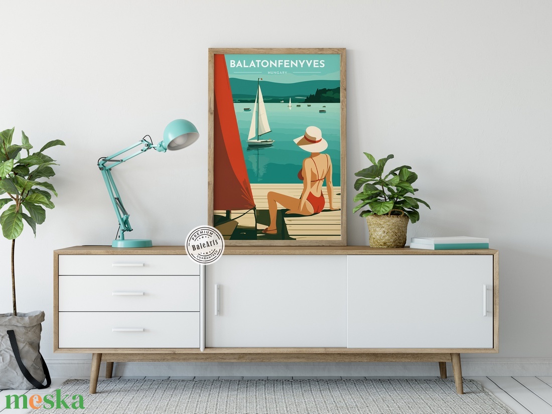 Balaton, Retro hangulatú POSZTER vagy VÁSZONKÉP (változtatható felirattal) - művészet - grafika & illusztráció - művészi nyomat - Meska.hu