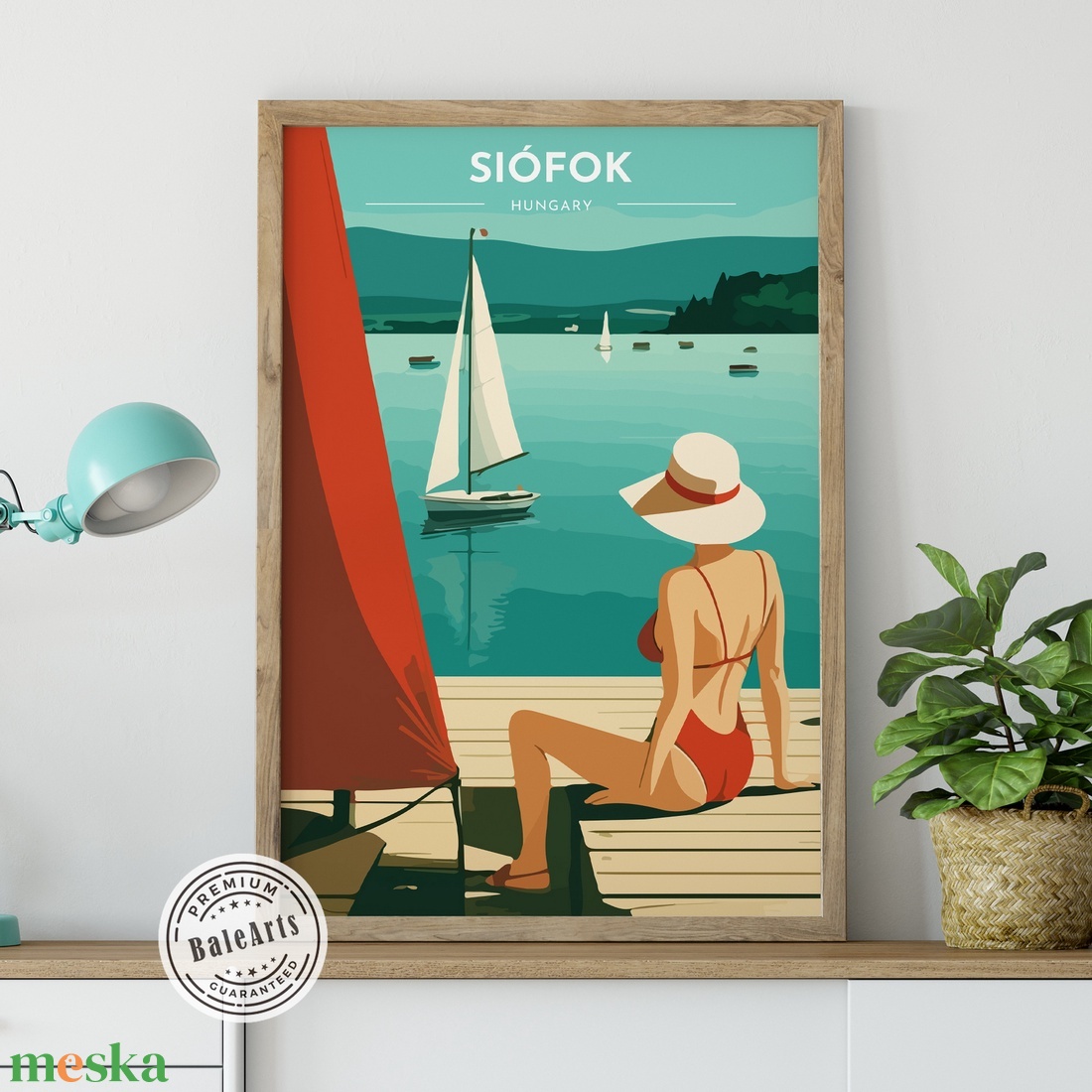 Balaton, Retro hangulatú POSZTER vagy VÁSZONKÉP (változtatható felirattal) - művészet - grafika & illusztráció - művészi nyomat - Meska.hu