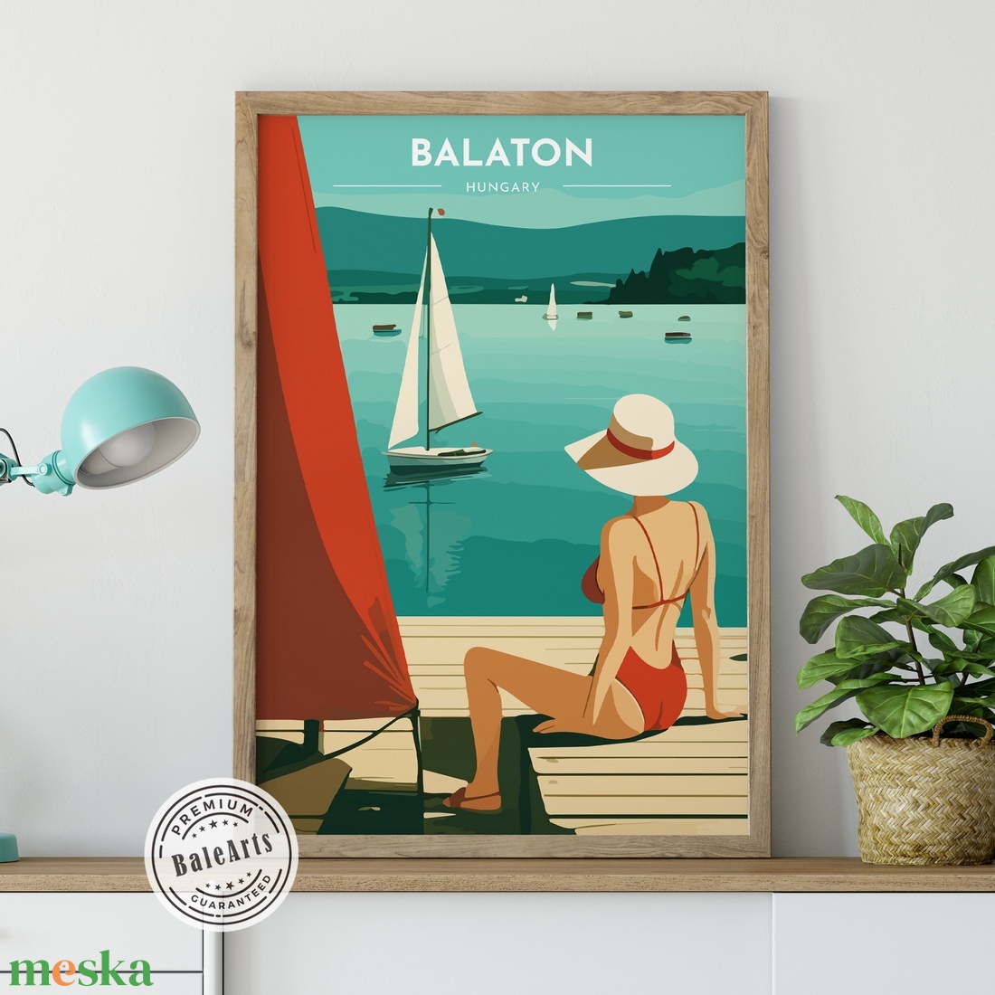 Balaton, Retro hangulatú POSZTER vagy VÁSZONKÉP (változtatható felirattal) - művészet - grafika & illusztráció - művészi nyomat - Meska.hu