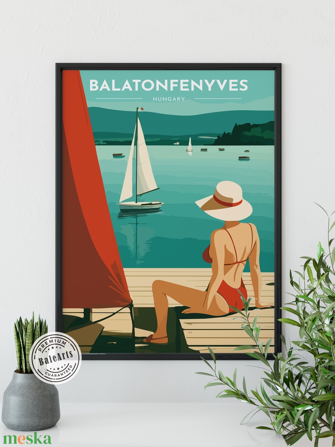 Balaton, Retro hangulatú POSZTER vagy VÁSZONKÉP (változtatható felirattal) - művészet - grafika & illusztráció - művészi nyomat - Meska.hu