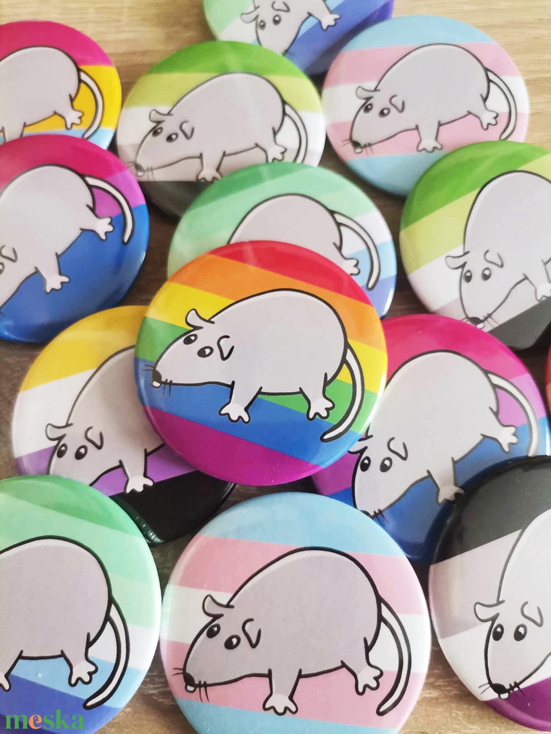 Pride patkány mintás kitűző - ékszer - kitűző és bross - Meska.hu