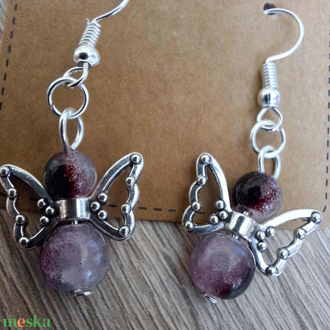 Bájos angyal fülbevaló - ékszer - fülbevaló - lógó fülbevaló - Meska.hu