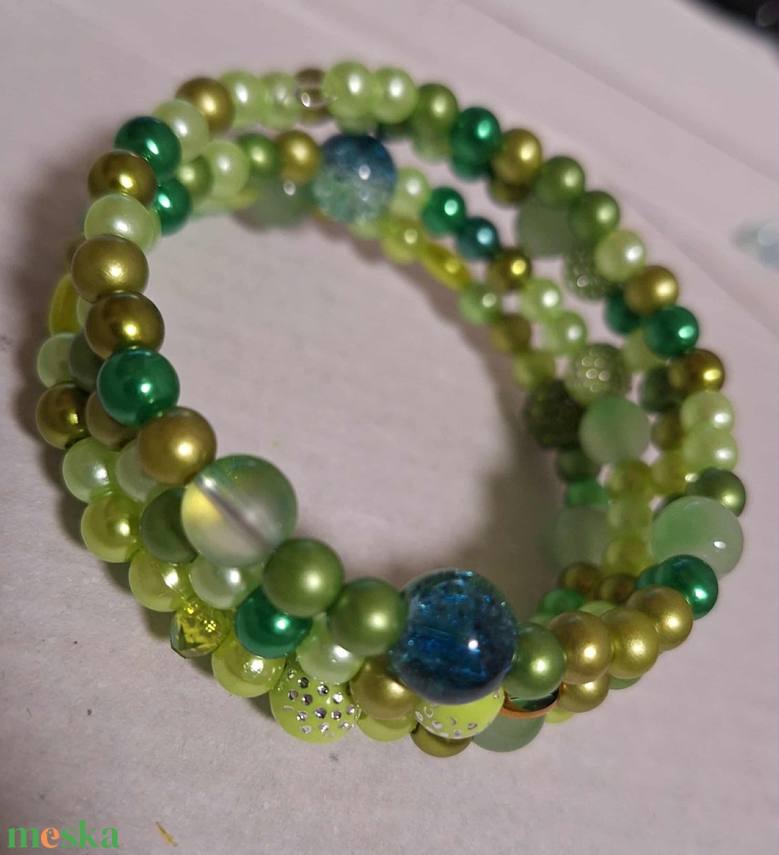 Karácsonyi Zöld Memóriadrótos Karkötő - ékszer - karkötő - memóriadrótos karkötő - Meska.hu