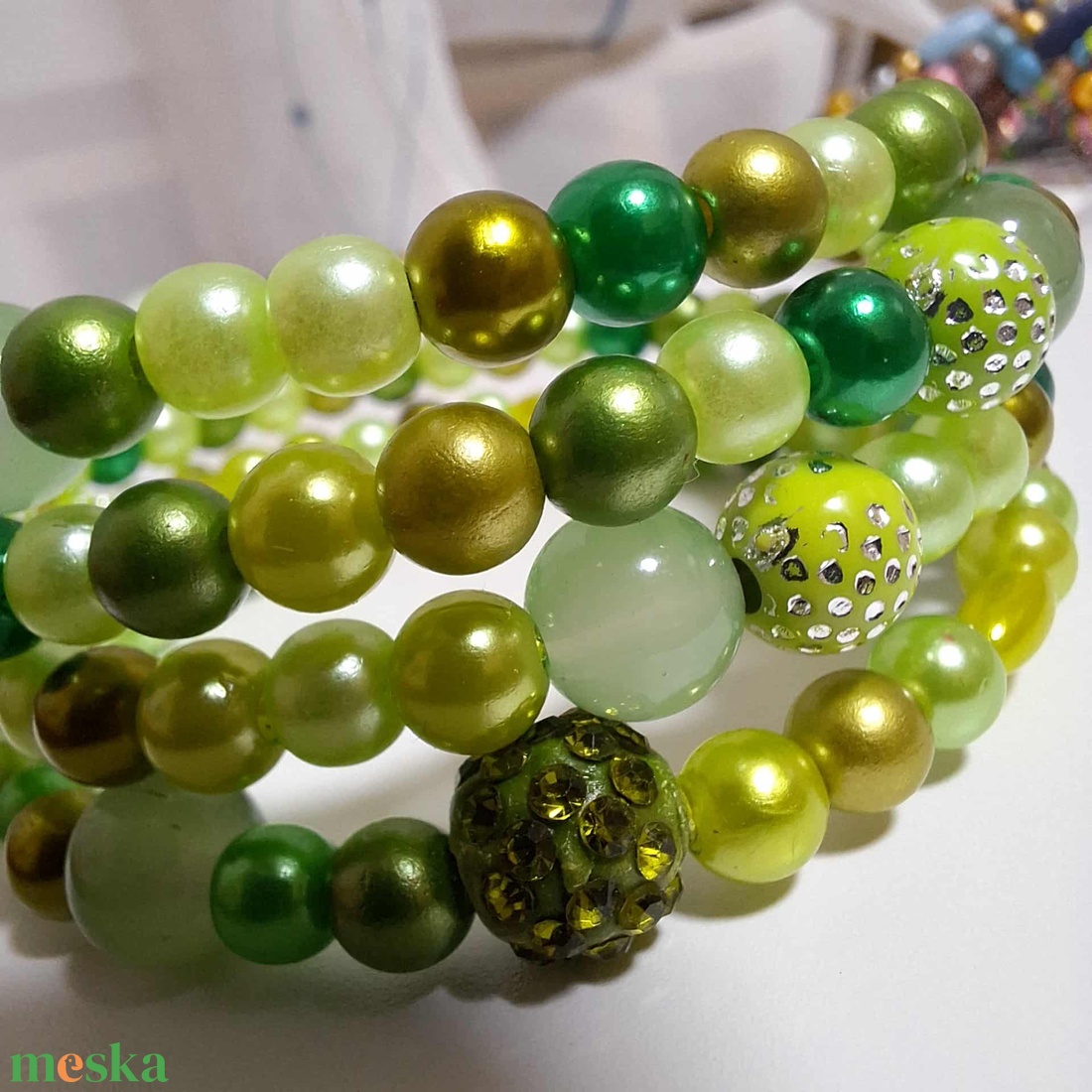 Karácsonyi Zöld Memóriadrótos Karkötő - ékszer - karkötő - memóriadrótos karkötő - Meska.hu