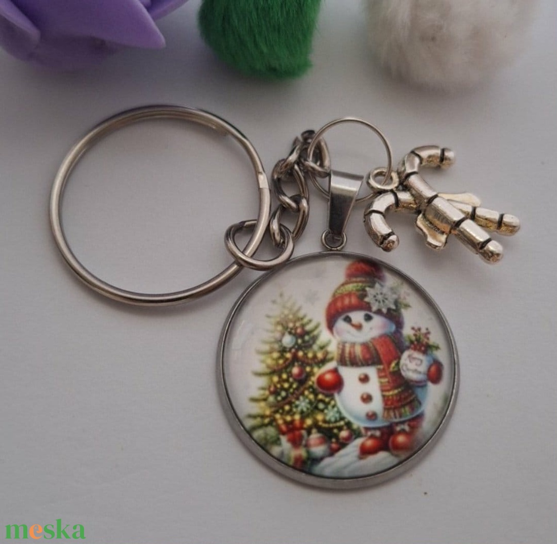 Karácsonyi Hóember Kulcstartó Cukorka Medállal - táska & tok - kulcstartó & táskadísz - kulcstartó - Meska.hu