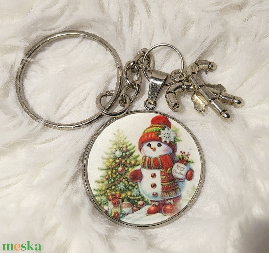 Karácsonyi Hóember Kulcstartó Cukorka Medállal - táska & tok - kulcstartó & táskadísz - kulcstartó - Meska.hu
