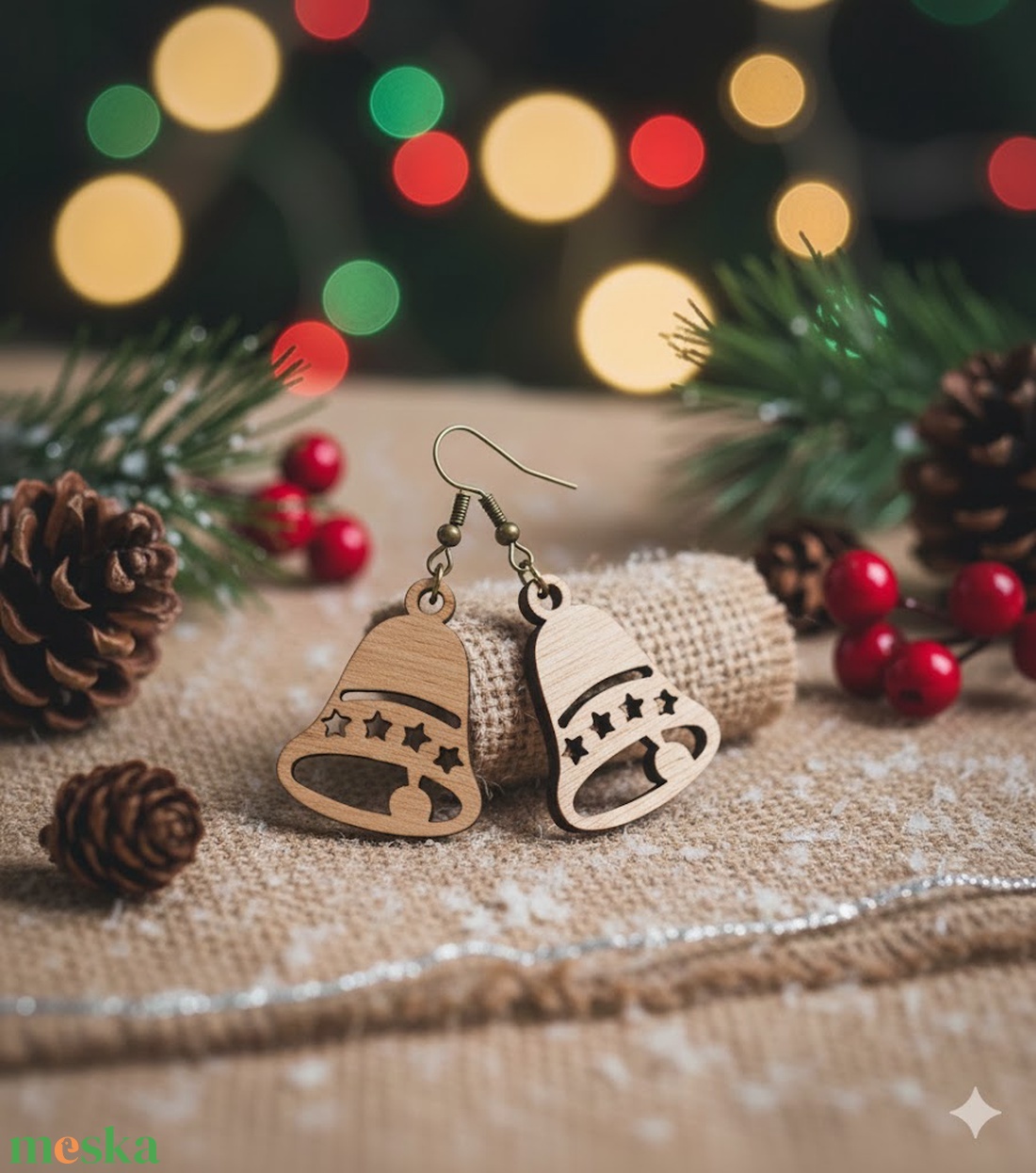 Fa fülbevaló - harang alakú - ékszer - fülbevaló - lógó fülbevaló - Meska.hu