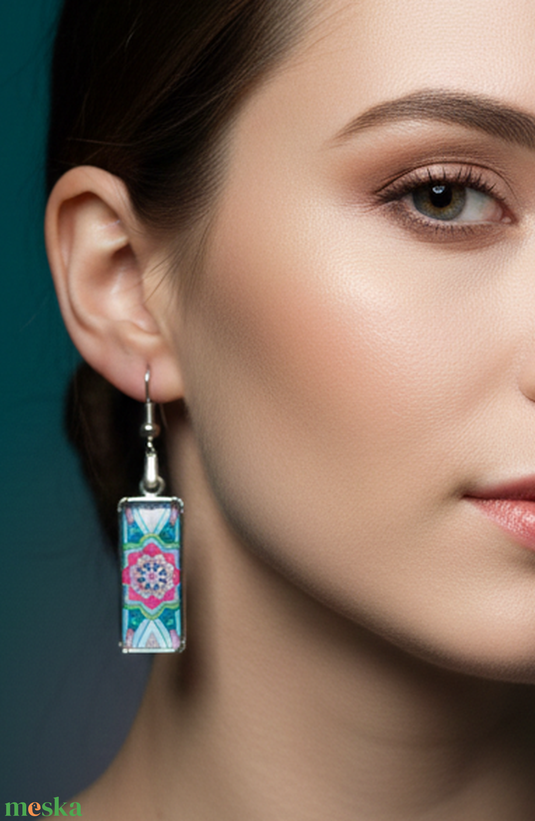 Spirituális Elegancia: Téglalap Alakú Mandalás Fülbevaló - ékszer - fülbevaló - lógó fülbevaló - Meska.hu