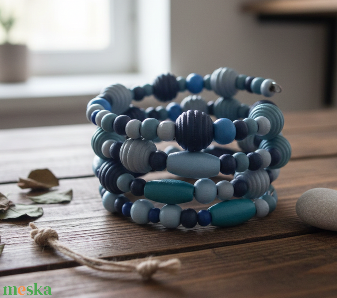 Memóriadrótos Karkötő: Kék Harmónia - ékszer - karkötő - memóriadrótos karkötő - Meska.hu