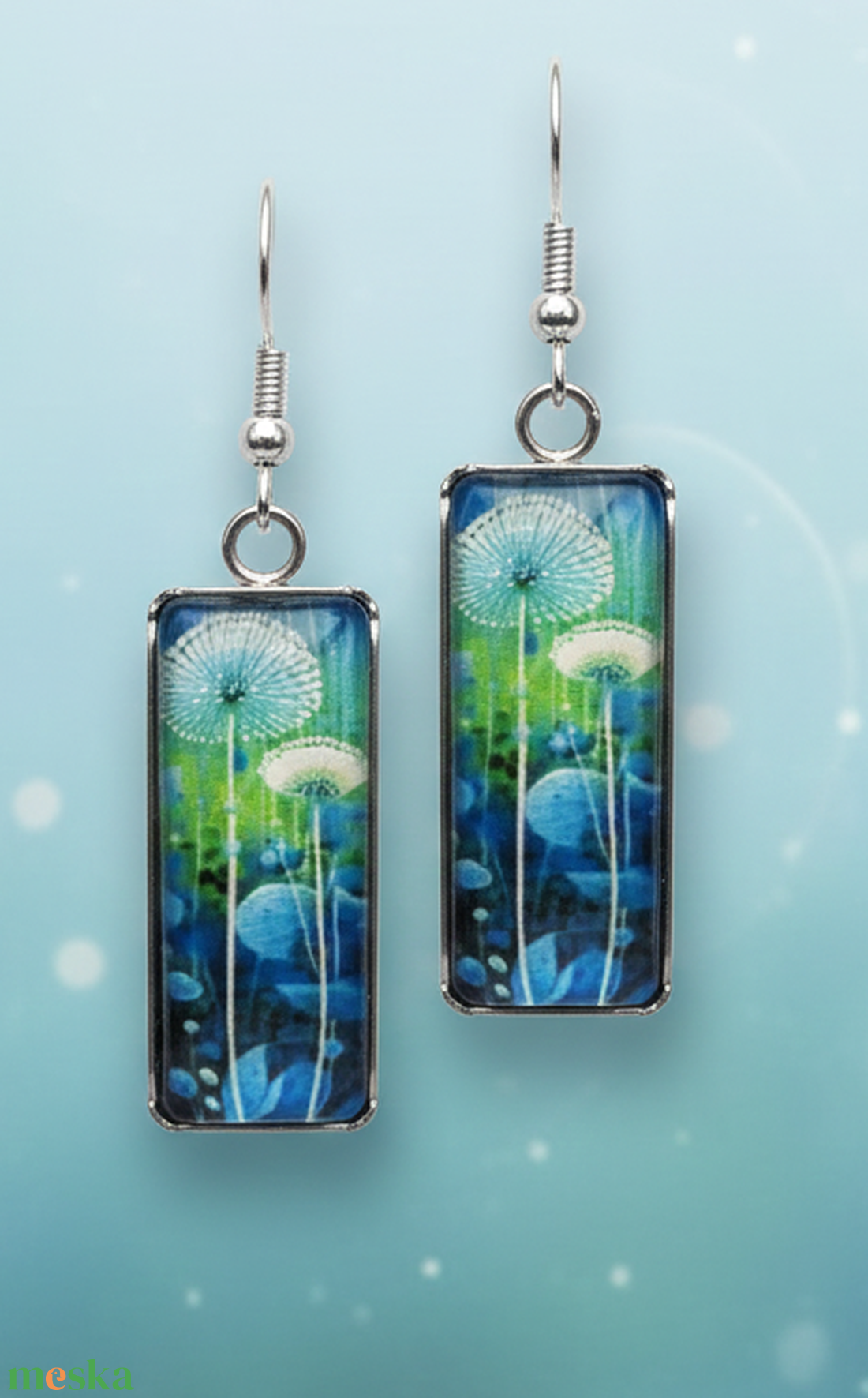 Kék-Zöld Álomvilág Pitypang Fülbevaló - ékszer - fülbevaló - lógó fülbevaló - Meska.hu