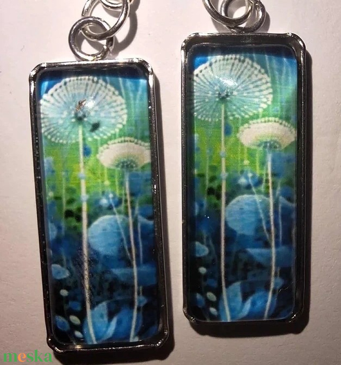 Kék-Zöld Álomvilág Pitypang Fülbevaló - ékszer - fülbevaló - lógó fülbevaló - Meska.hu