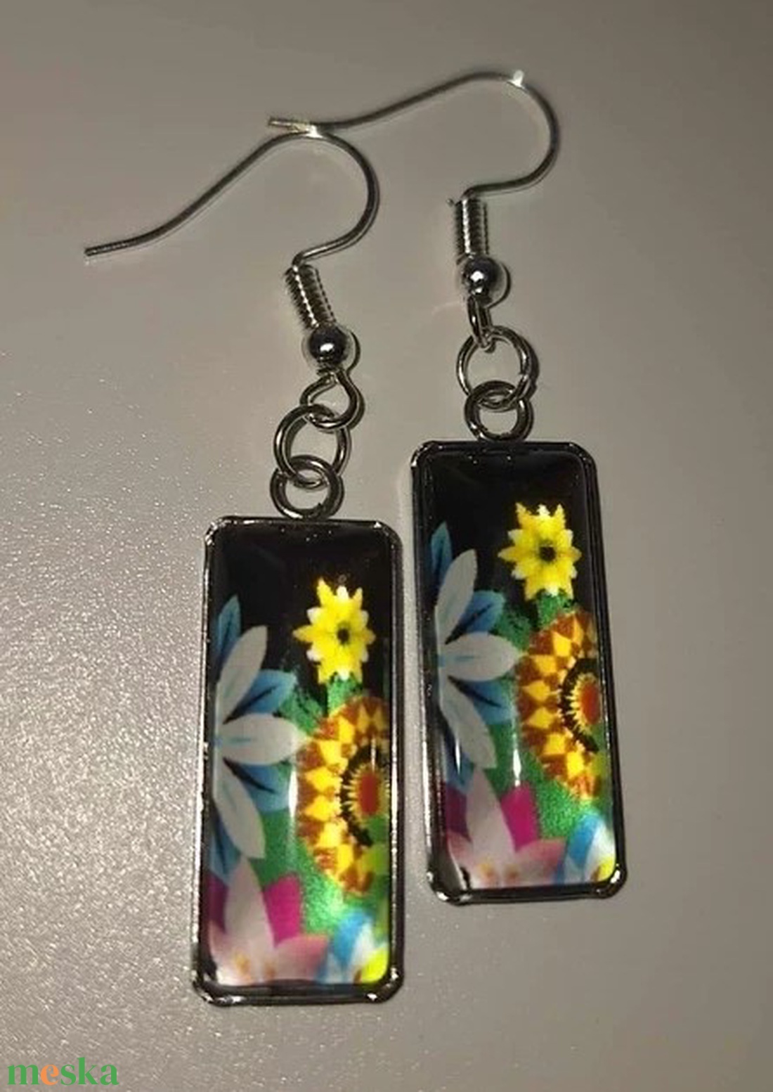 Nyári Fény és Vidámság: Napraforgós-Virágos Fülbevaló - ékszer - fülbevaló - lógó fülbevaló - Meska.hu