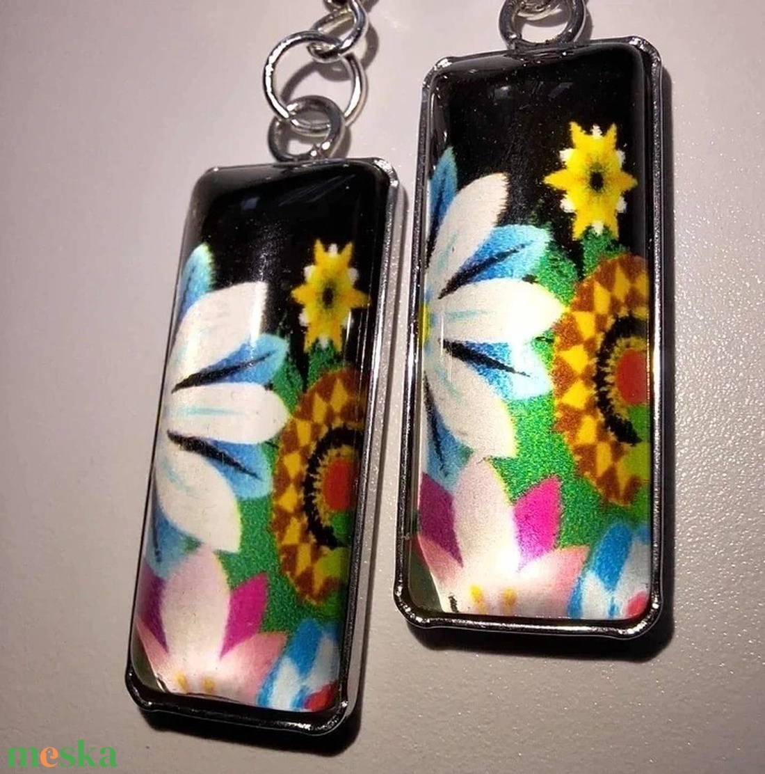 Nyári Fény és Vidámság: Napraforgós-Virágos Fülbevaló - ékszer - fülbevaló - lógó fülbevaló - Meska.hu