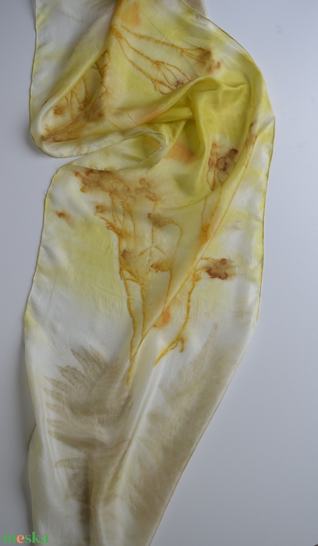 Páfrányvilág ecoprint selyemsál - ruha & divat - sál, sapka, kendő - sál - Meska.hu