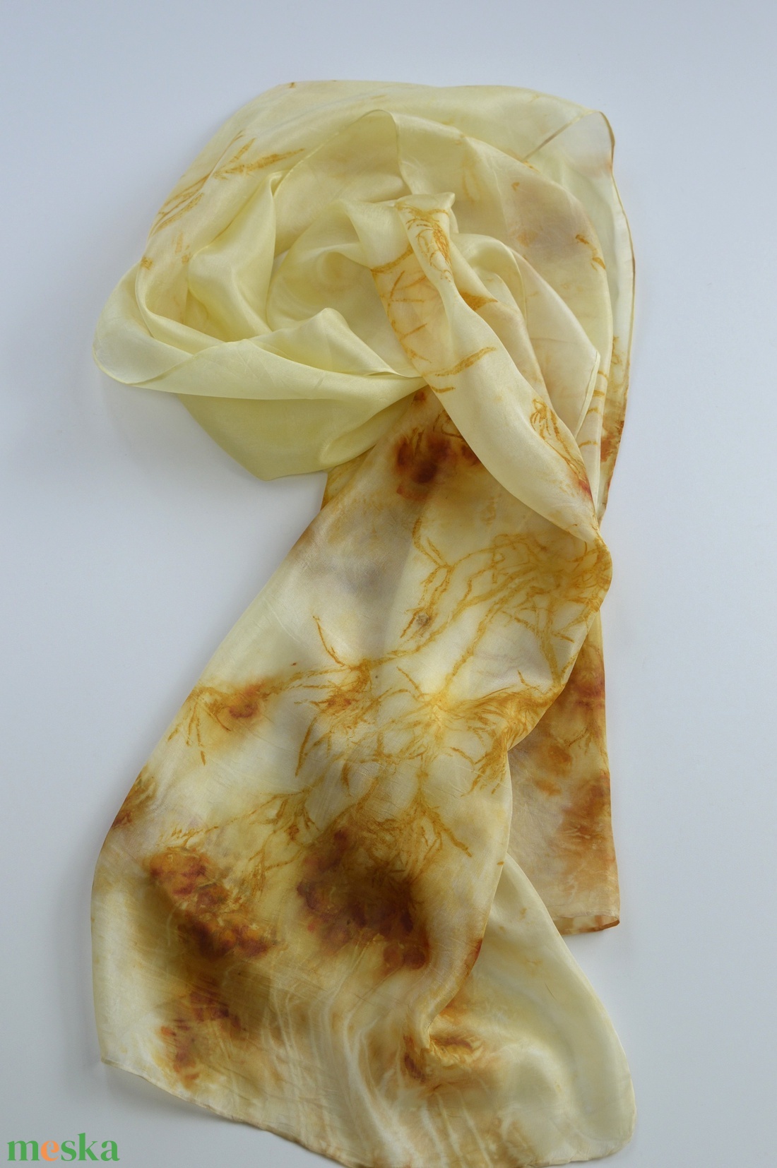 Menyecskeszem ecoprint selyemsál  - ruha & divat - sál, sapka, kendő - sál - Meska.hu