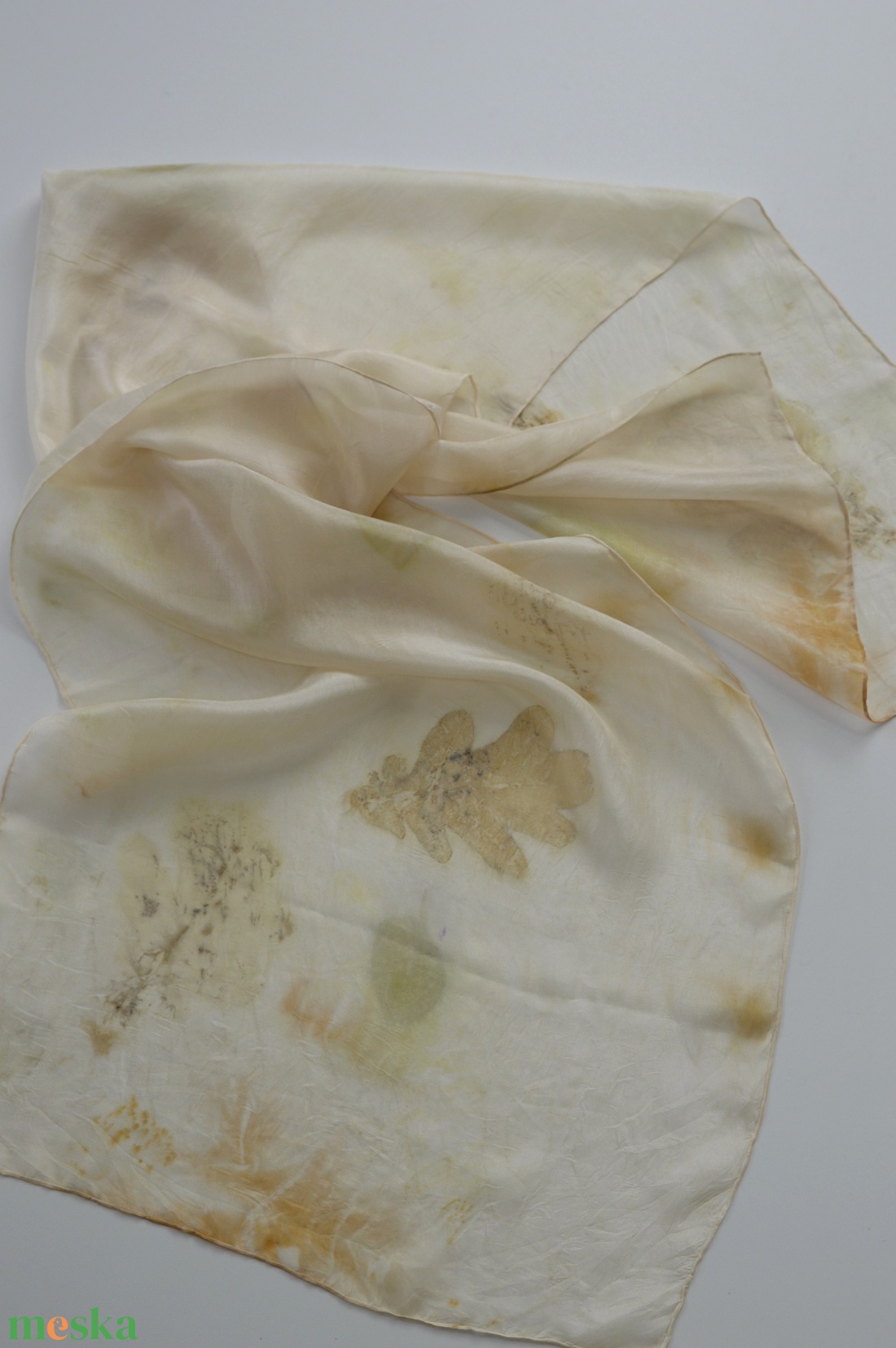 Szelíd tölgy ecoprint selyemsál  - ruha & divat - sál, sapka, kendő - sál - Meska.hu