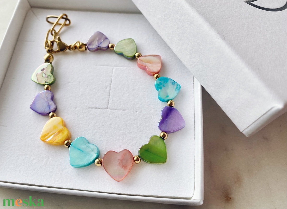 Krisztina Lango színes kagyló gyöngy karkötő - ékszer - karkötő - ásványkarkötő - Meska.hu