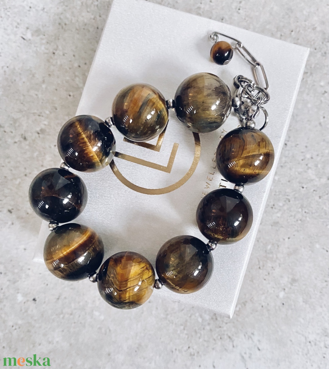 Krisztina Lango tigrisszem ásványkarkötő - ékszer - karkötő - ásványkarkötő - Meska.hu