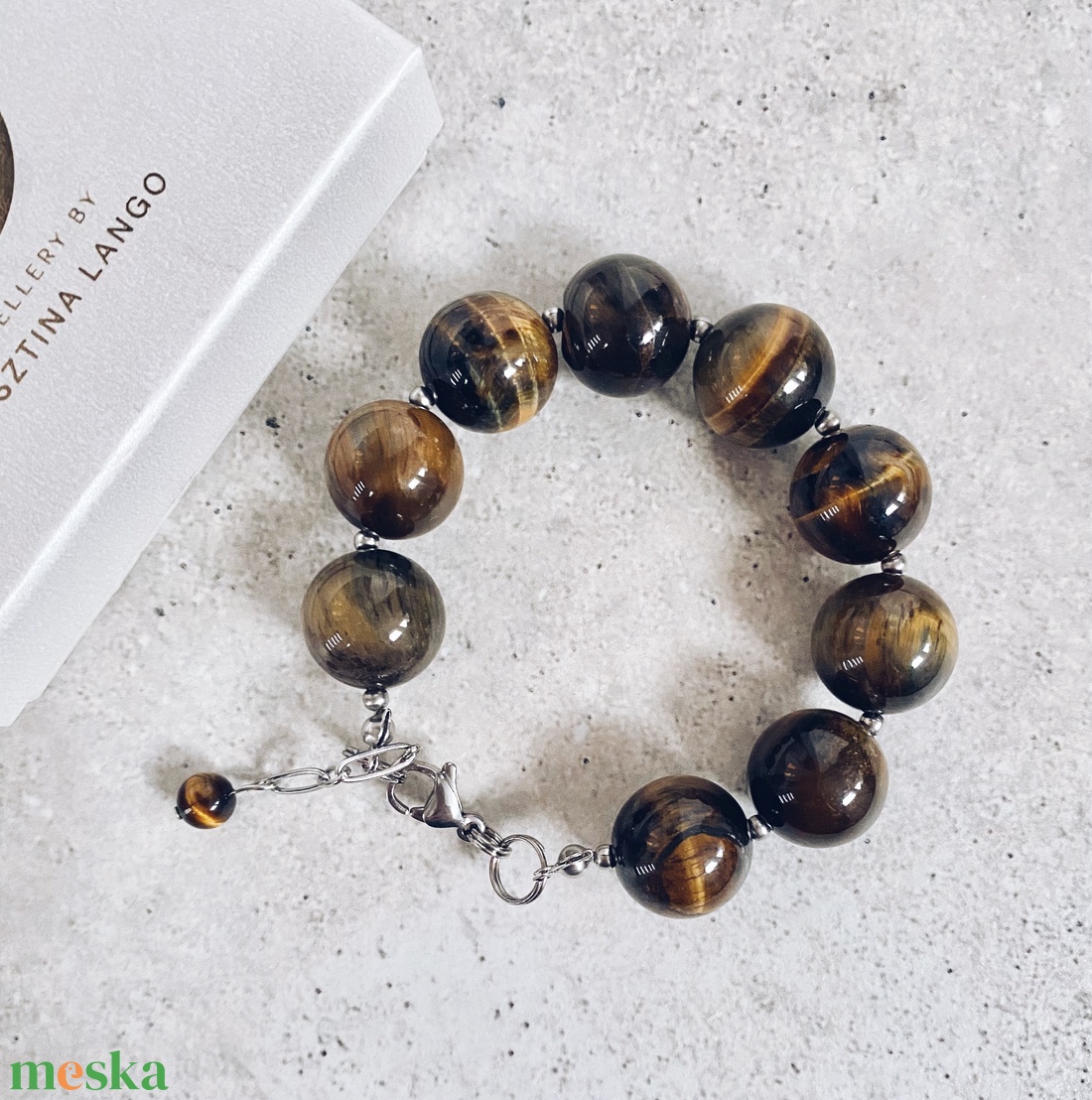 Krisztina Lango tigrisszem ásványkarkötő - ékszer - karkötő - ásványkarkötő - Meska.hu