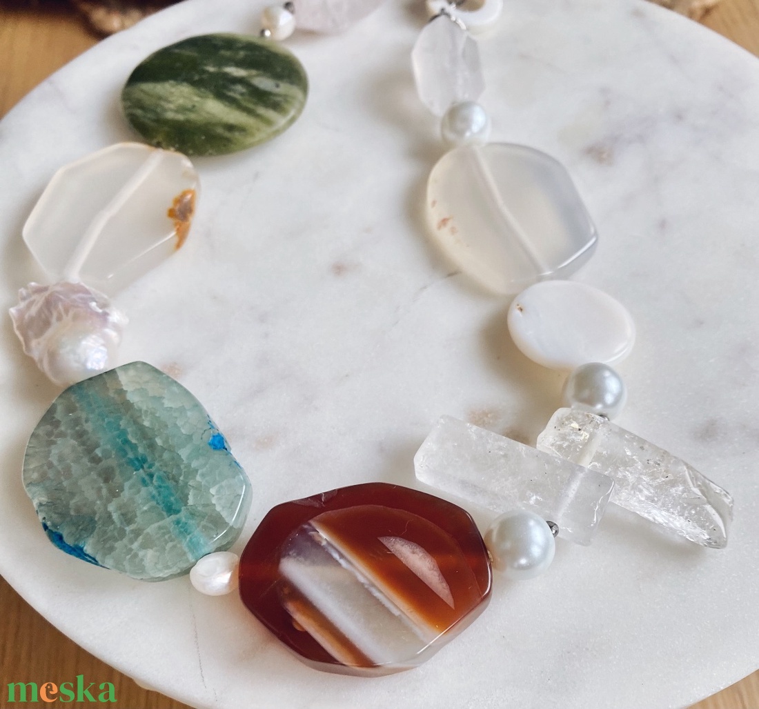 Krisztina Lango ásványkő nyaklánc - ékszer - nyaklánc - statement nyaklánc - Meska.hu