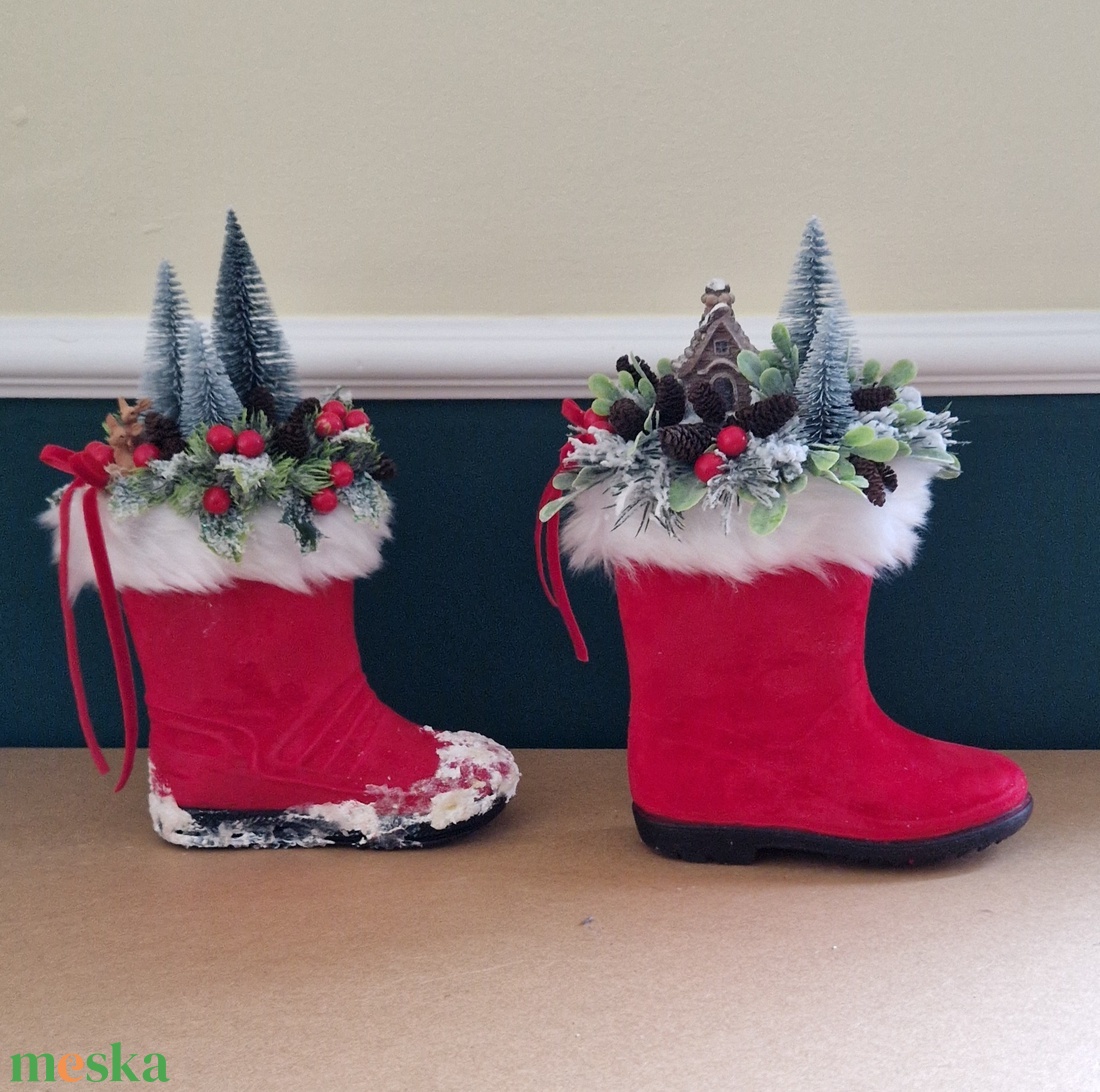 Csizma dekoráció 3 - karácsony - karácsonyi ajándékozás - karácsonyi ajándékcsomagolás - Meska.hu