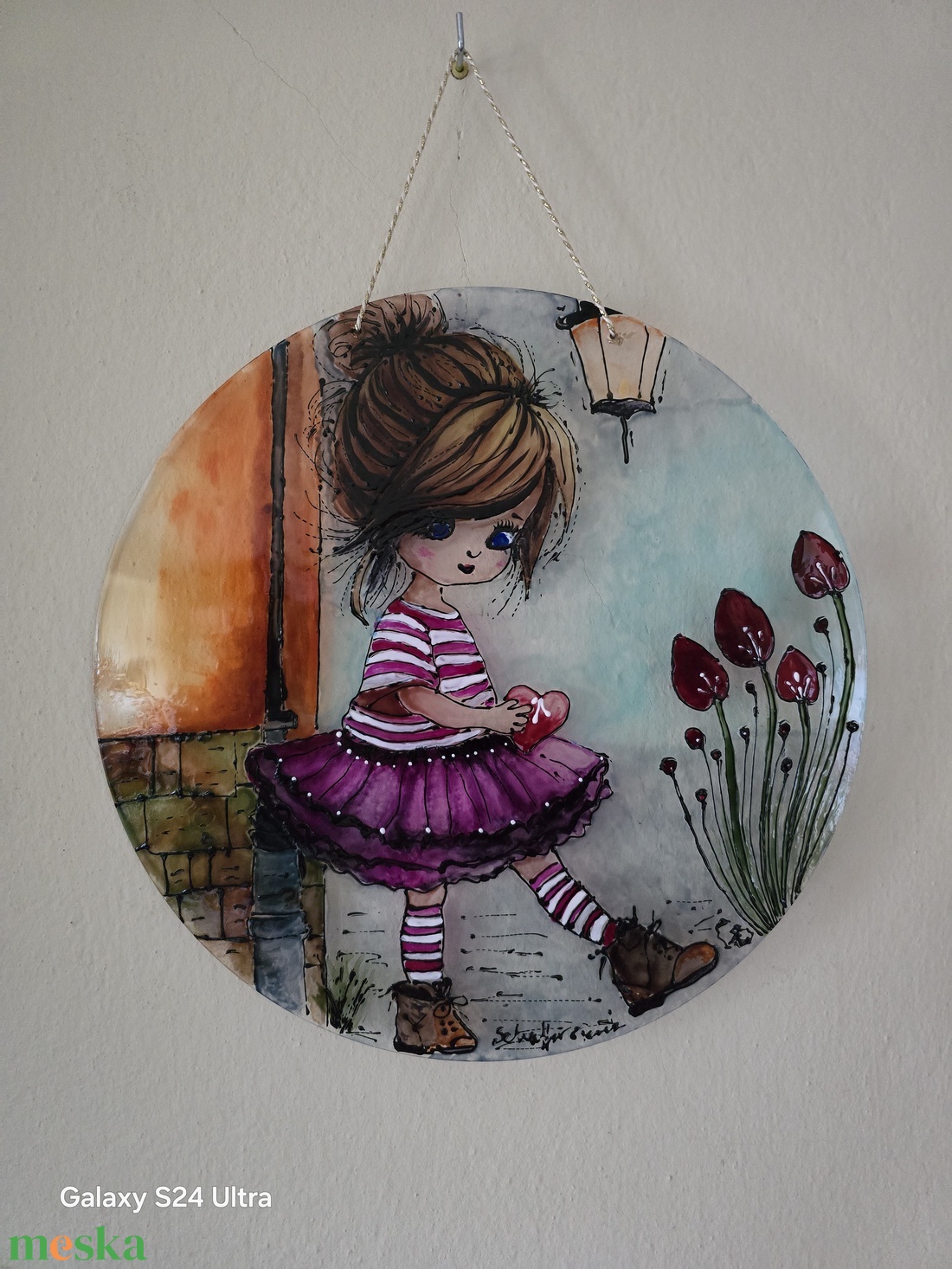 Romantikus kislányos kép - művészet - festmény - üvegfestmény - Meska.hu