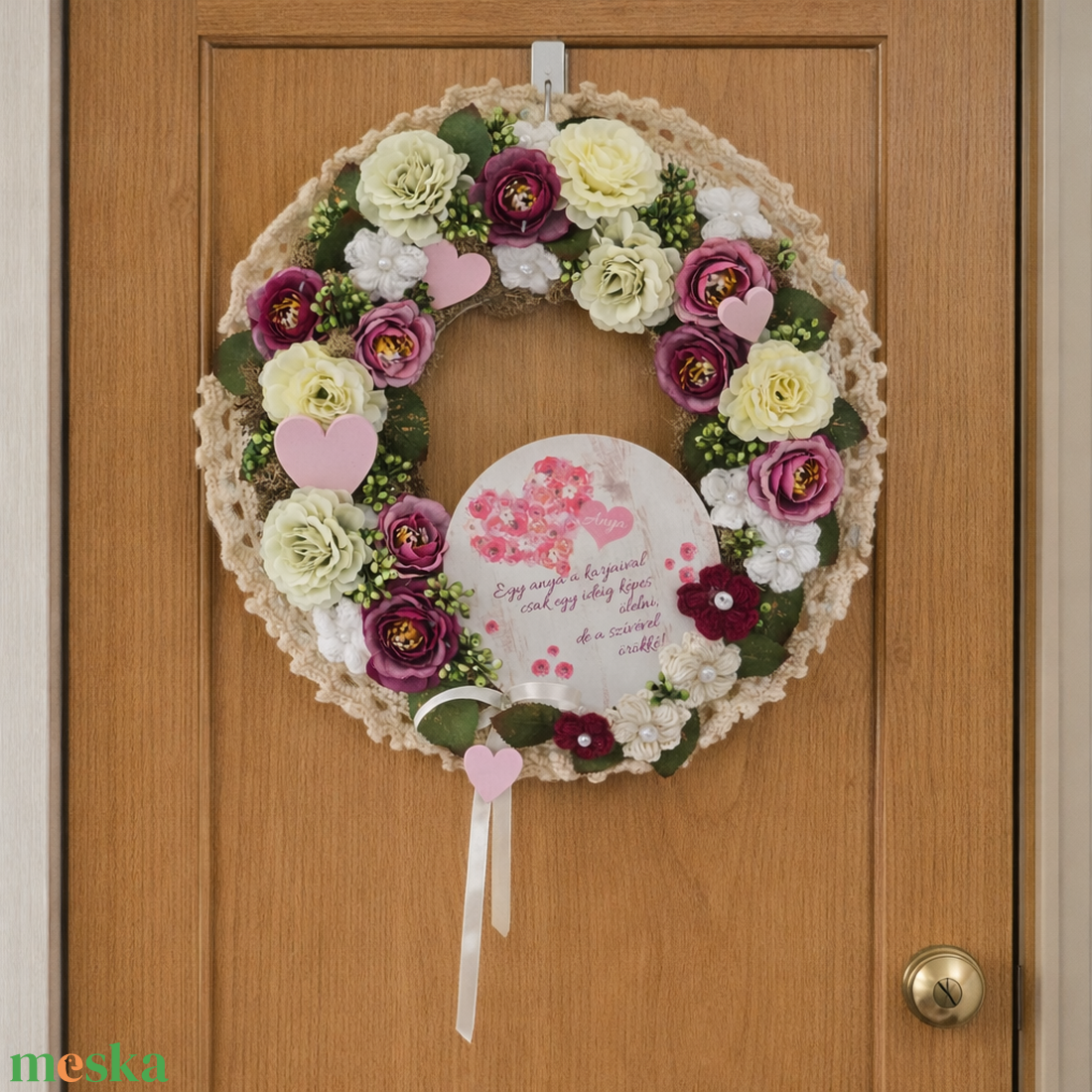 Anyák napjára kopogtató - otthon & életmód - virágdekoráció - virágdíszek - dekor koszorúk, kopogtatók - Meska.hu