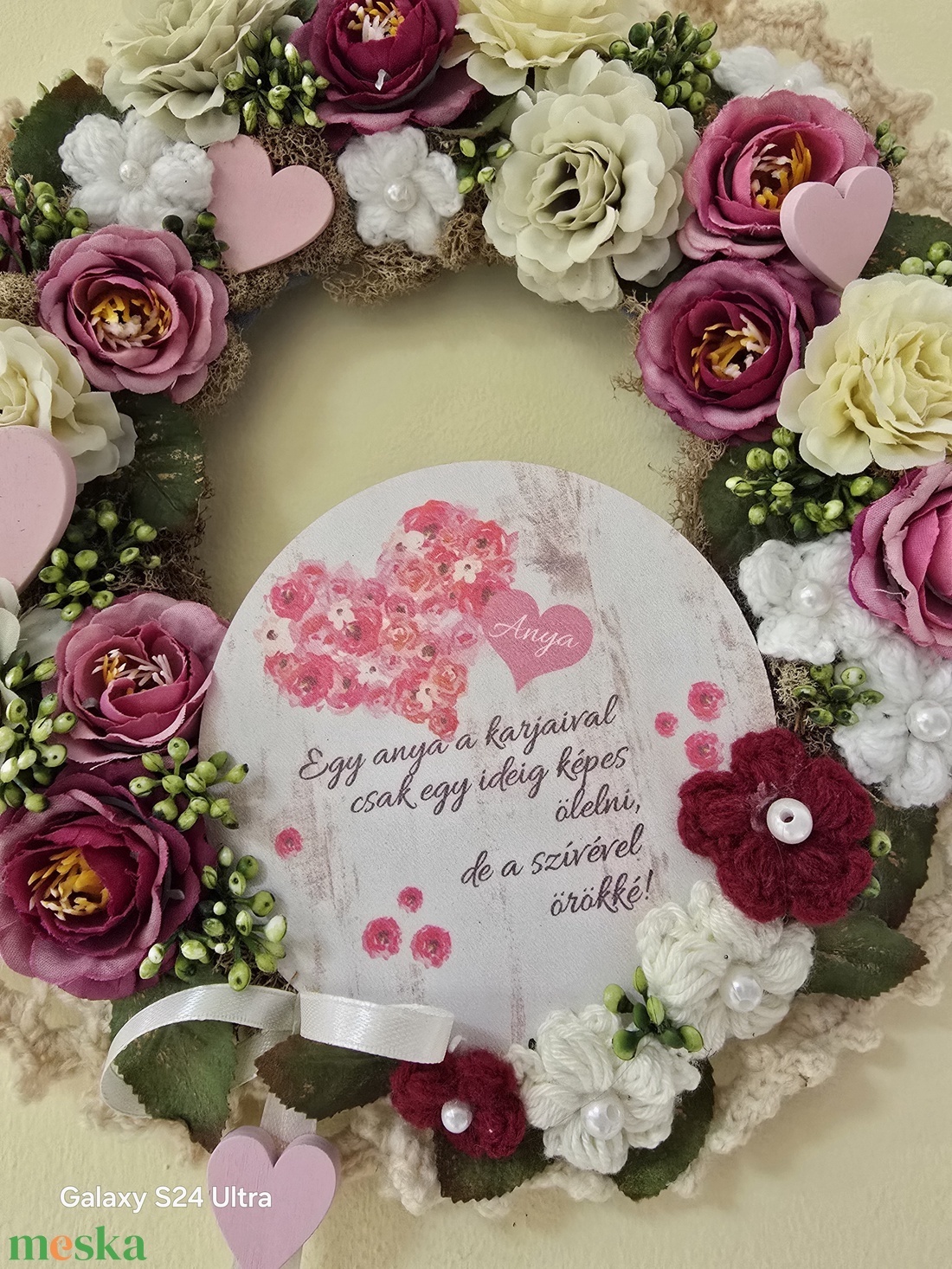 Anyák napjára kopogtató - otthon & életmód - virágdekoráció - virágdíszek - dekor koszorúk, kopogtatók - Meska.hu