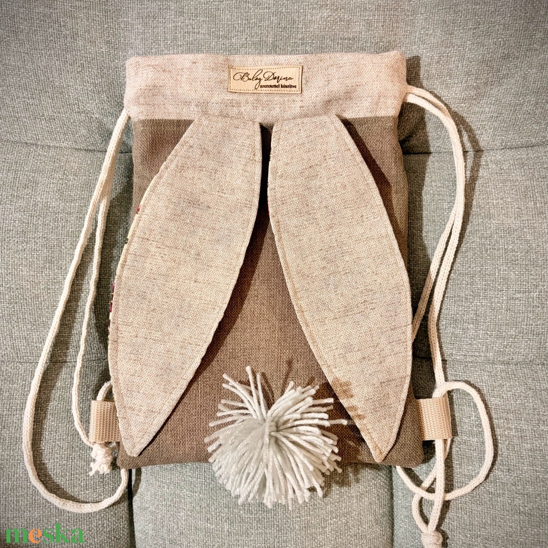 Nyuszis gyermek tornazsák kisnyuszival - játék & sport - ovis felszerelés - ovis hátizsák - Meska.hu