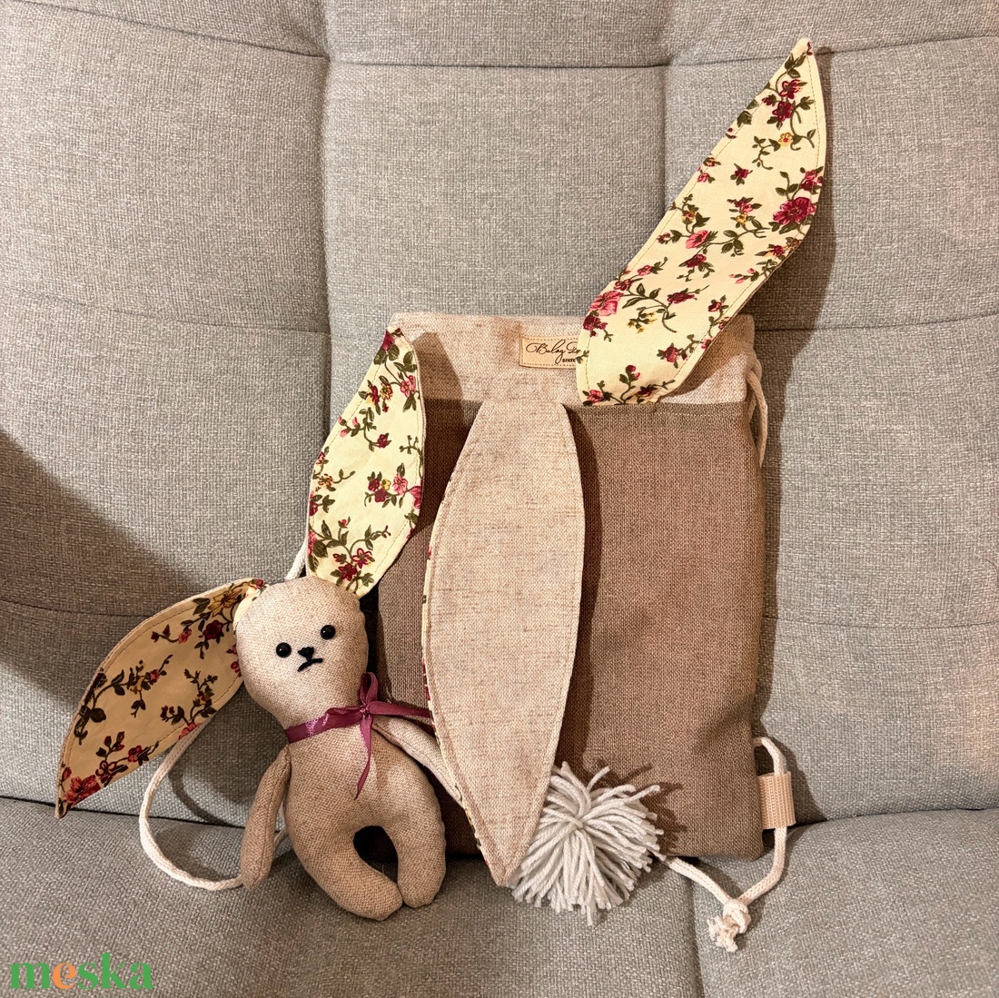 Nyuszis gyermek tornazsák kisnyuszival - játék & sport - ovis felszerelés - ovis hátizsák - Meska.hu