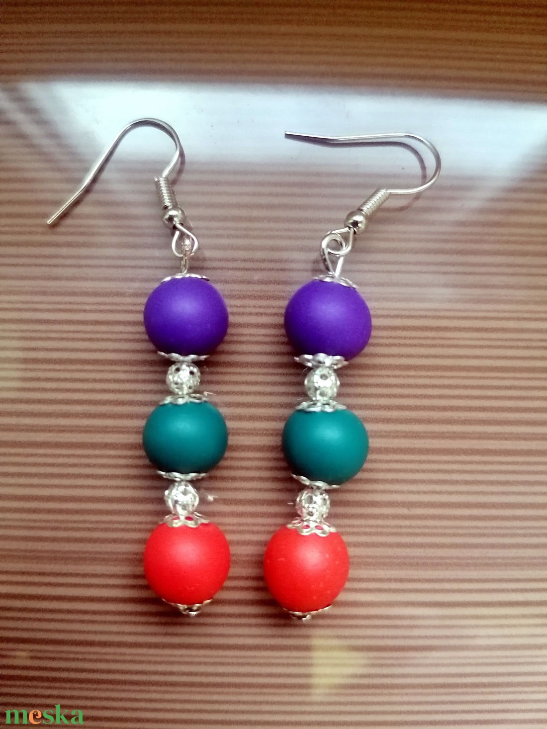 Egyedi lógó fülbevaló süthető gyurmából - ékszer - fülbevaló - lógó fülbevaló - Meska.hu