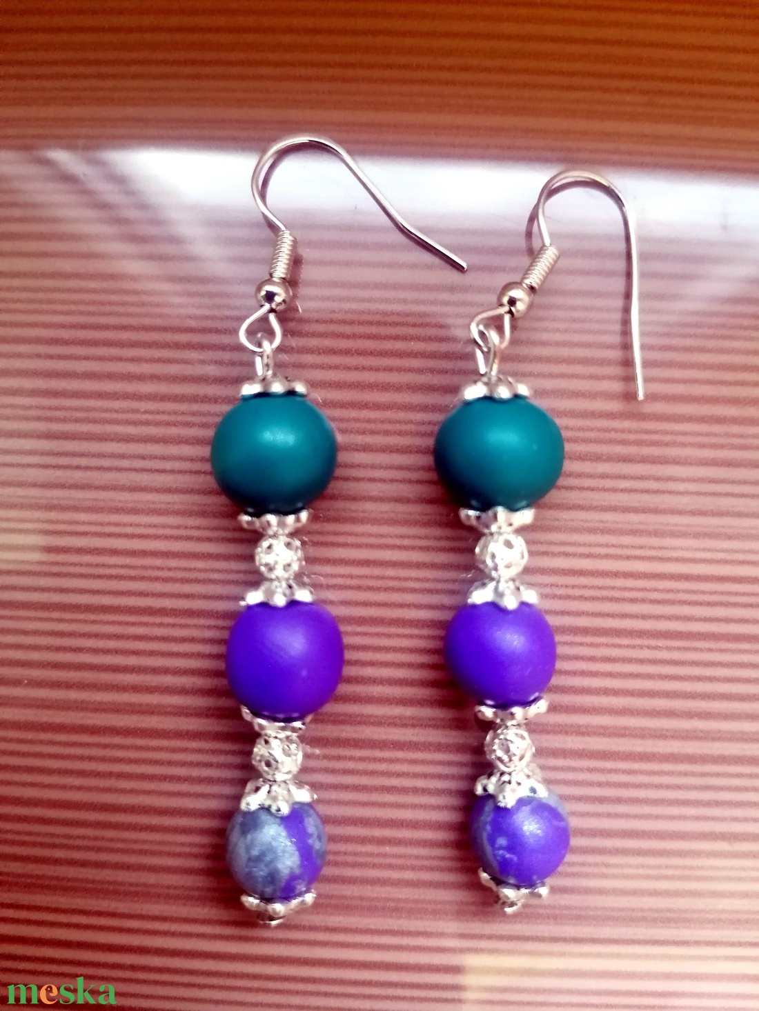 Egyedi lógó fülbevaló süthető gyurmából - ékszer - fülbevaló - lógó fülbevaló - Meska.hu