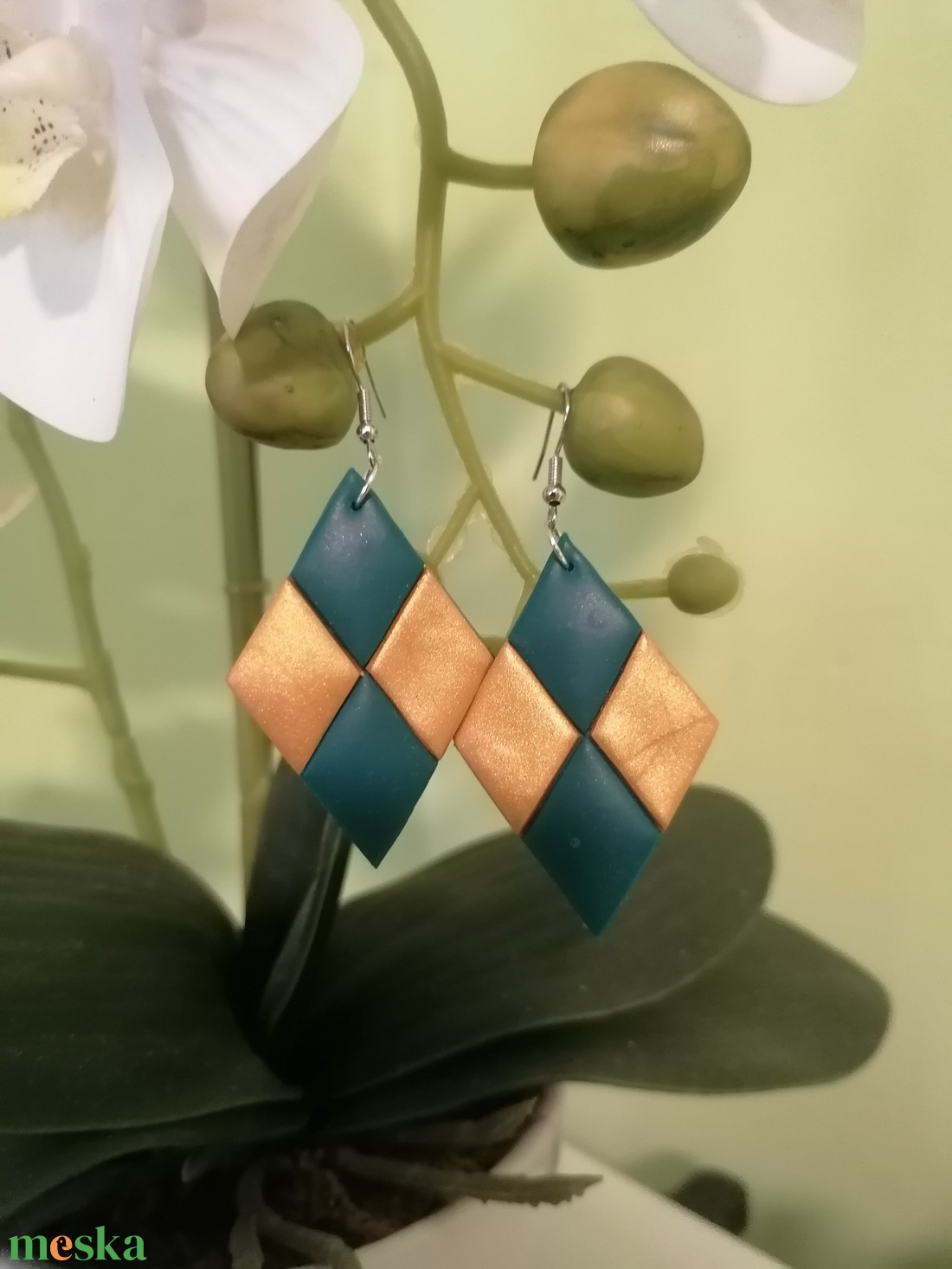 Egyedi lógó fülbevaló süthető gyurmából - ékszer - fülbevaló - lógó fülbevaló - Meska.hu