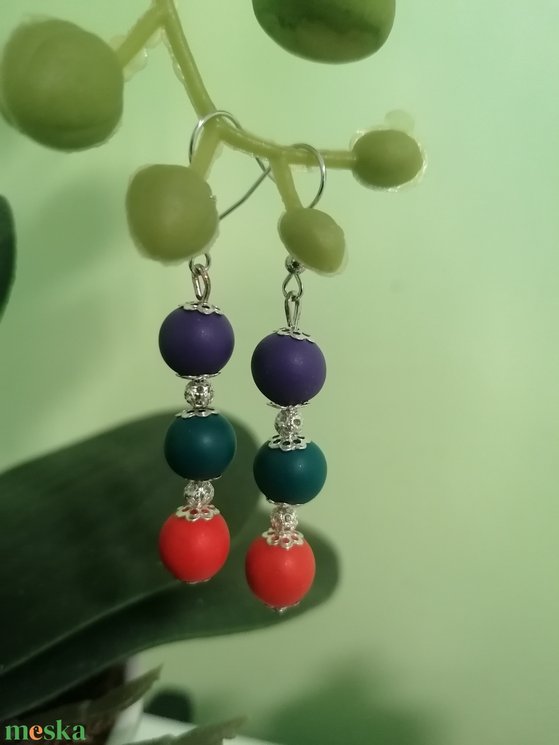 Egyedi lógó fülbevaló süthető gyurmából - ékszer - fülbevaló - lógó fülbevaló - Meska.hu