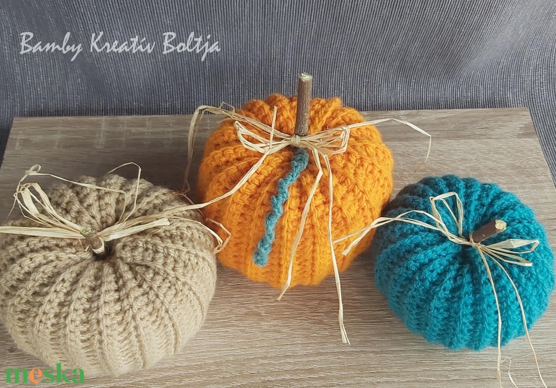 Horgolt tök dísz 3db  - otthon & életmód - dekoráció - halloween - halloweeni dekoráció - Meska.hu
