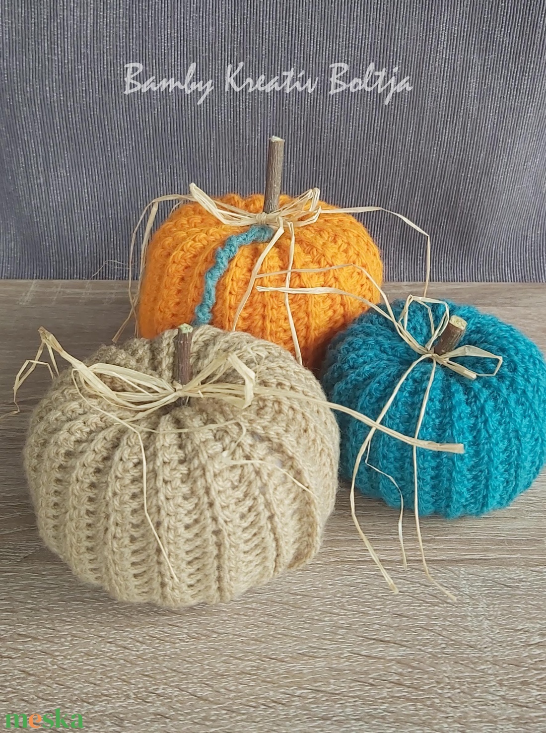 Horgolt tök dísz 3db  - otthon & életmód - dekoráció - halloween - halloweeni dekoráció - Meska.hu