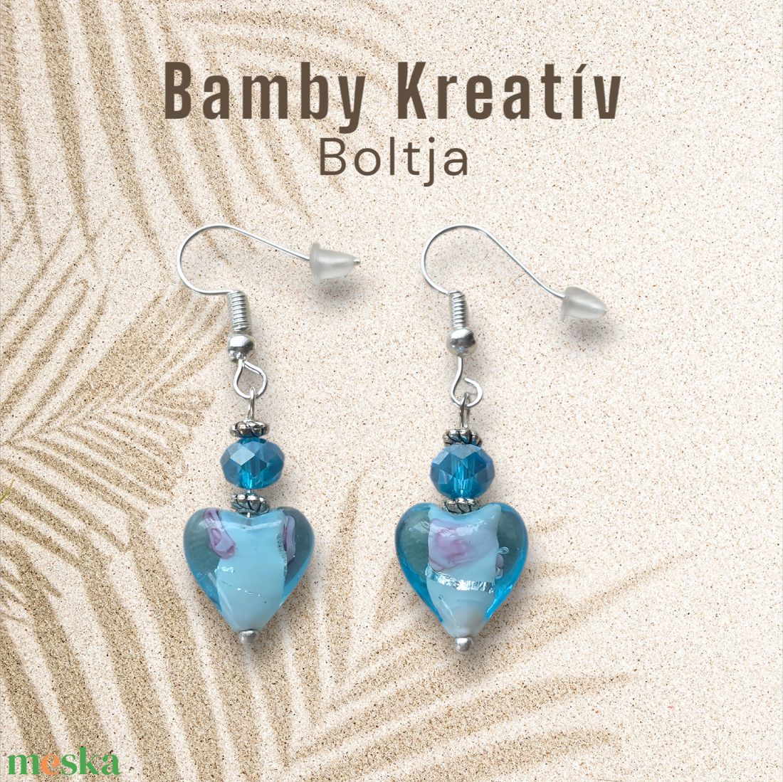 Üveggyöngy fülbevaló türkiz - ékszer - fülbevaló - lógó fülbevaló - Meska.hu