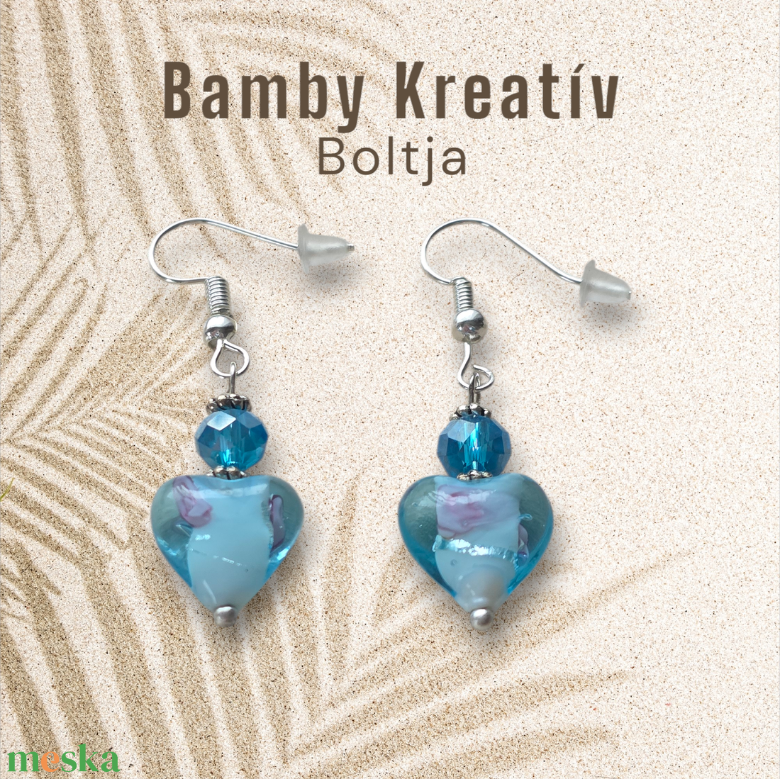 Üveggyöngy fülbevaló türkiz - ékszer - fülbevaló - lógó fülbevaló - Meska.hu