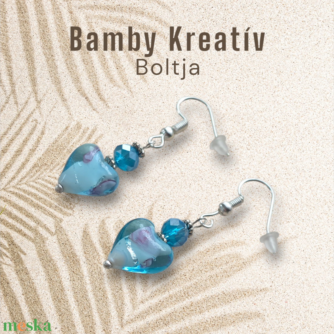 Üveggyöngy fülbevaló türkiz - ékszer - fülbevaló - lógó fülbevaló - Meska.hu