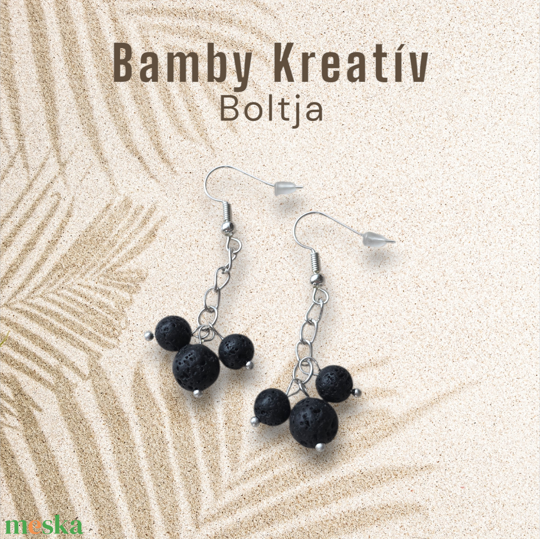 Lávakő gyöngy fülbevaló - ékszer - fülbevaló - lógó fülbevaló - Meska.hu