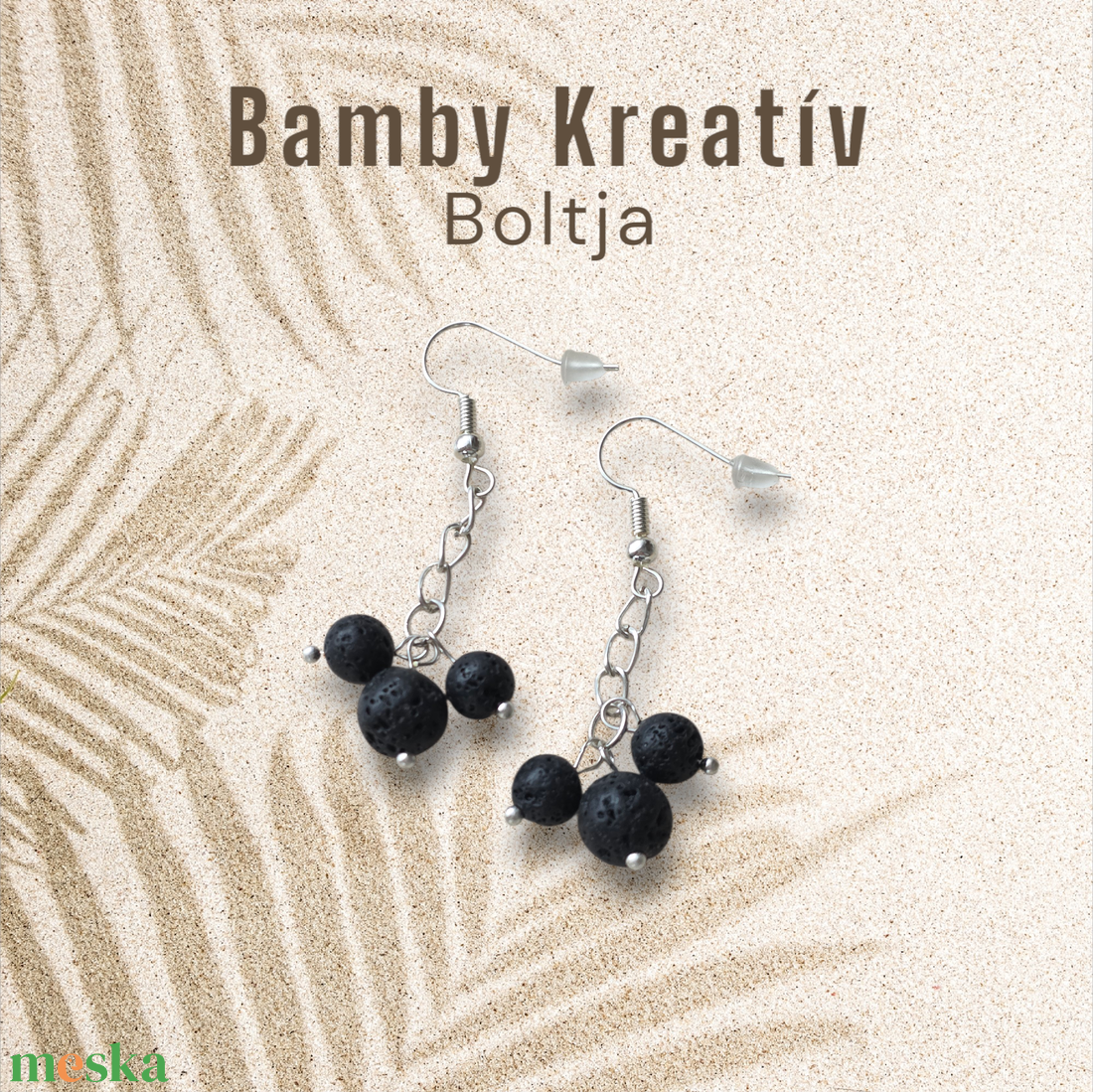 Lávakő gyöngy fülbevaló - ékszer - fülbevaló - lógó fülbevaló - Meska.hu