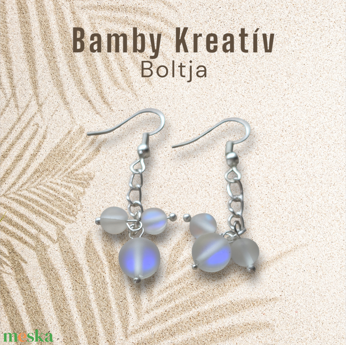 Holdkő gyöngy fülbevaló - ékszer - fülbevaló - lógó fülbevaló - Meska.hu